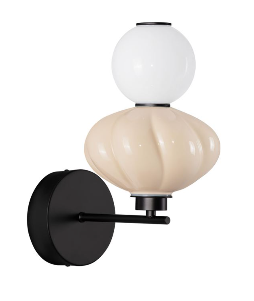 NL Boneta Beige Ceramic & Opal Glass Wall Light - ID 13846