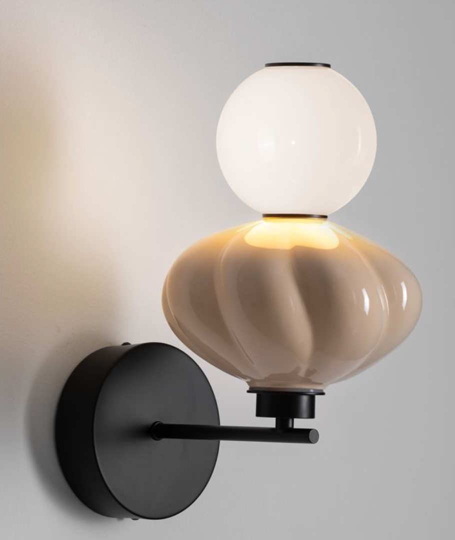 NL Boneta Beige Ceramic & Opal Glass Wall Light - ID 13846