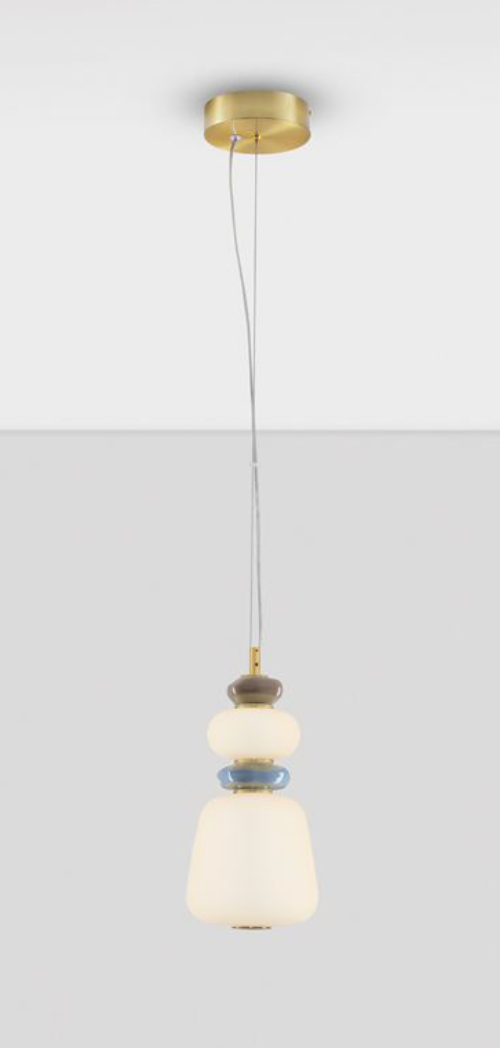 NL Palor Coloured Porcelain & Opal Glass Pendant - ID 13867