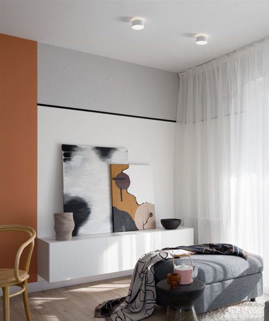 NL Ozeen (14cm) Semi Flush Ceiling Light Sandy White ID 13878