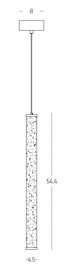 ZAM Alabaster & Matt Black Long Slim Tube Pendant - ID 13890