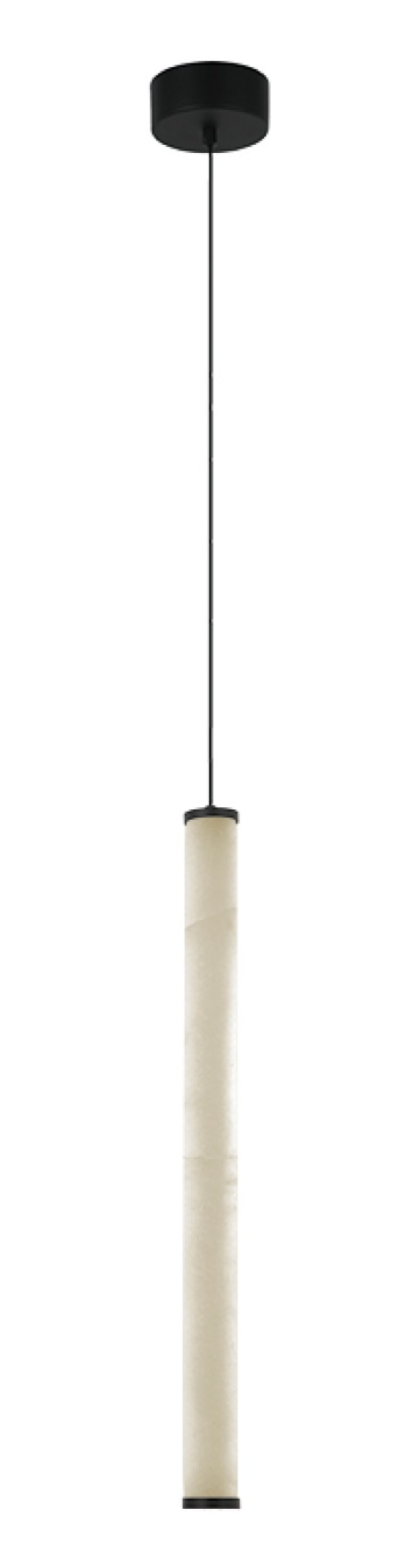 ZAM Alabaster & Matt Black Long Slim Tube Pendant - ID 13890