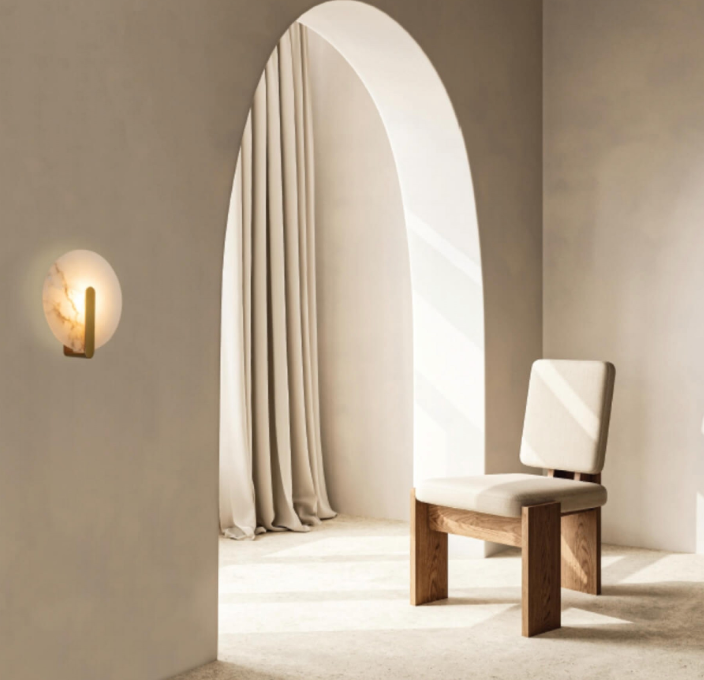ZAM Alabaster Wall Light with Satin Brass Bar Detail ID 13894