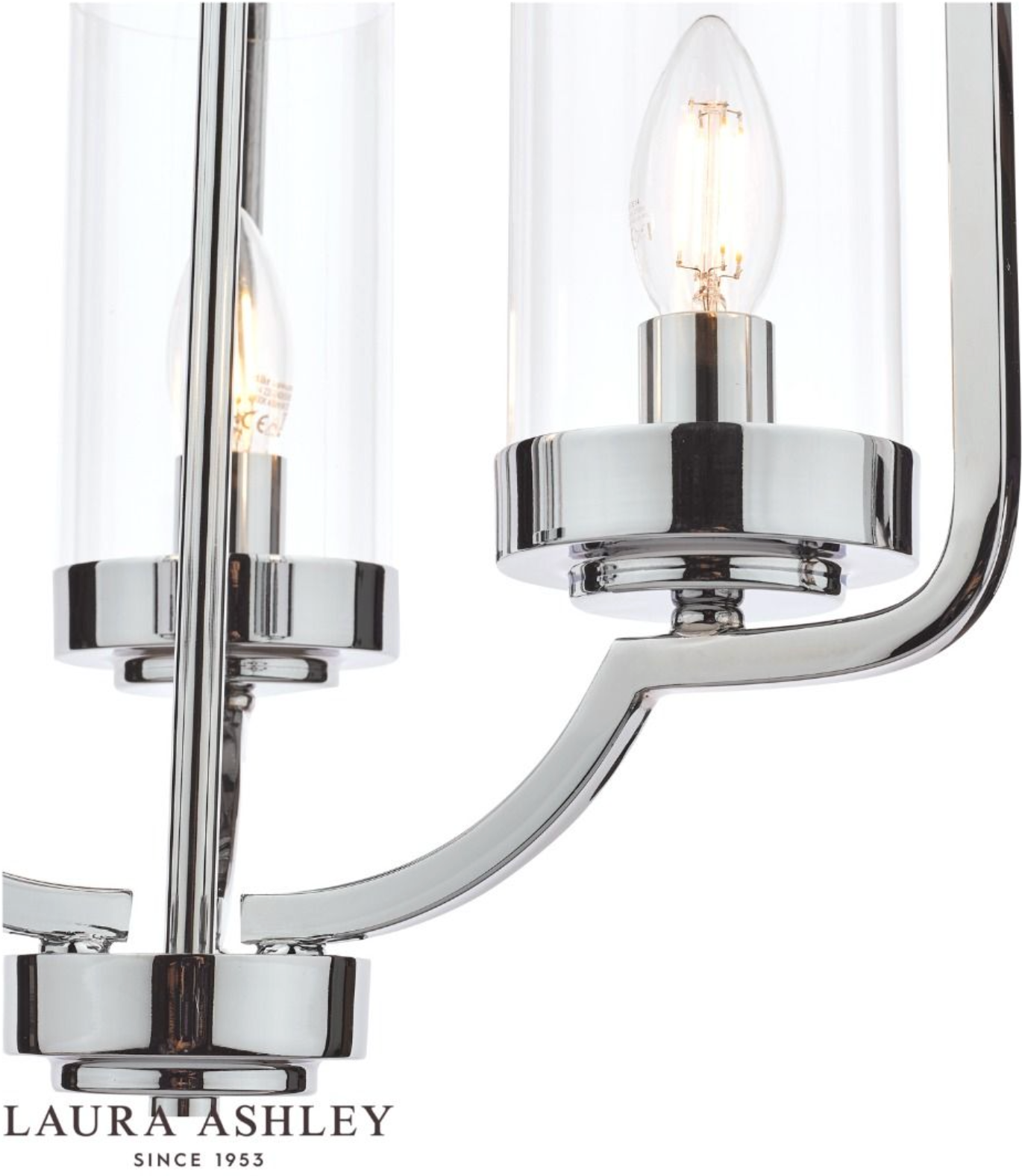 Laura Ashley Joseph 3lt Chandelier Polished Chrome Glass - 13404