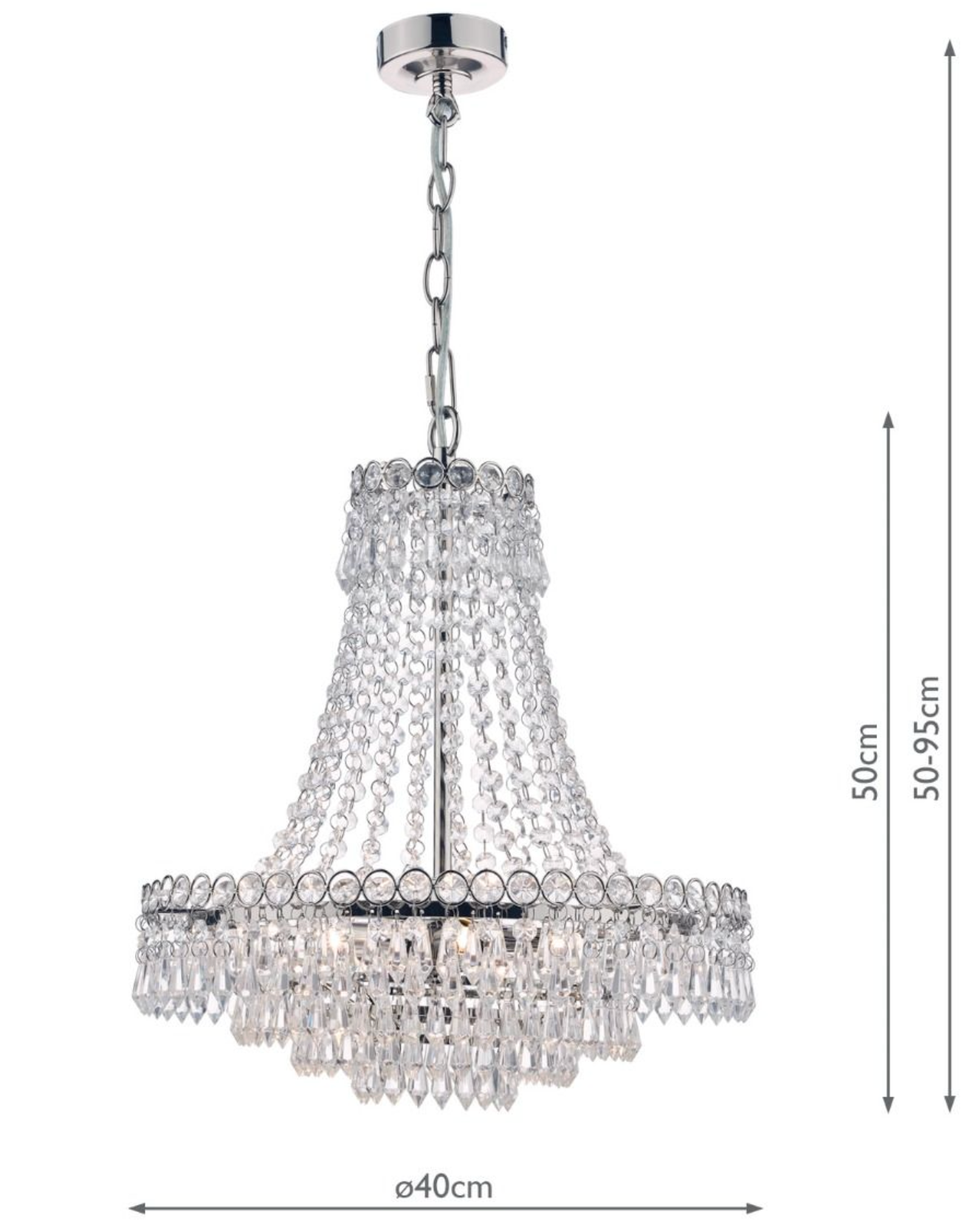 Laura Ashley Enid 5lt Chandelier Polished Nickel & Cut Glass - 13402