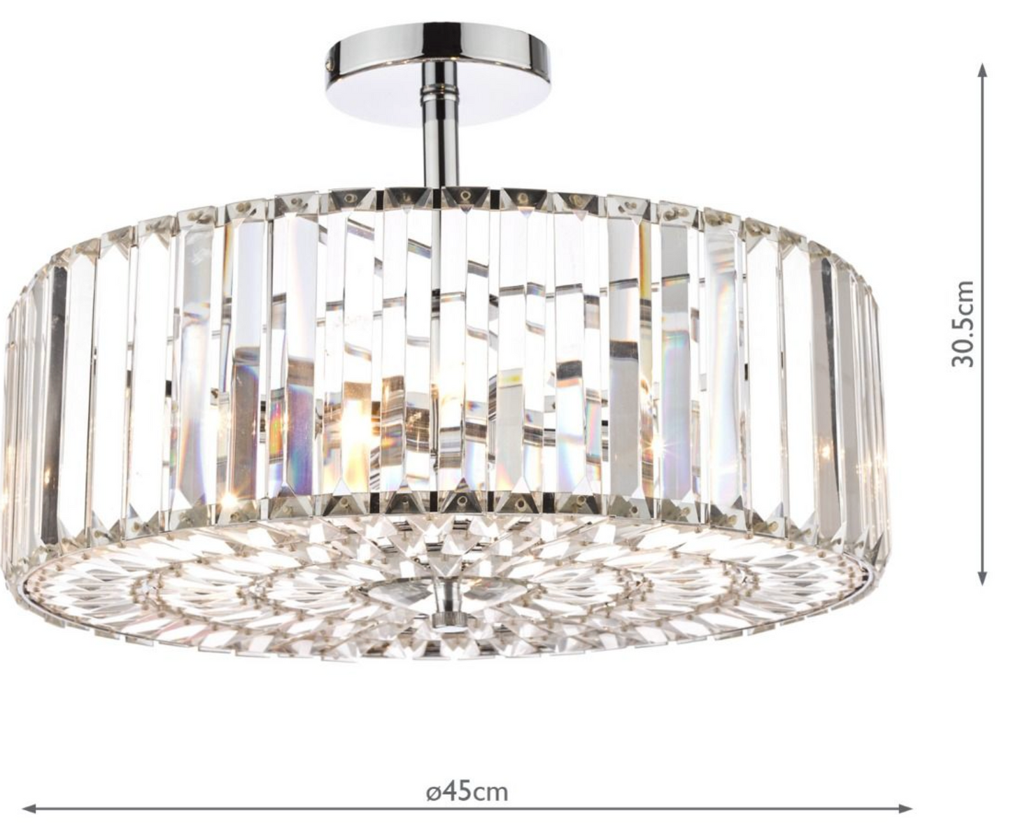 Laura Ashley Fernhurst 4lt Semi Flush Polished Chrome Glass - 13401