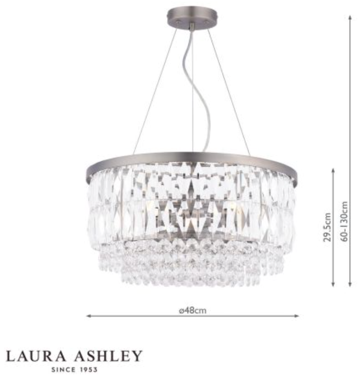 Laura Ashley Rhosill 4 Light Pendant Glass & Antique Brass - 13375