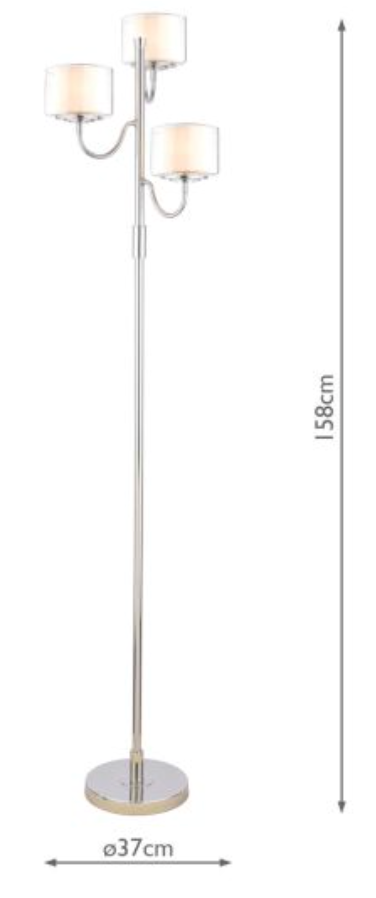 Laura Ashley Southwell 3 Light Floor Lamp Polished Nickel and Opal Glass - ID 13295