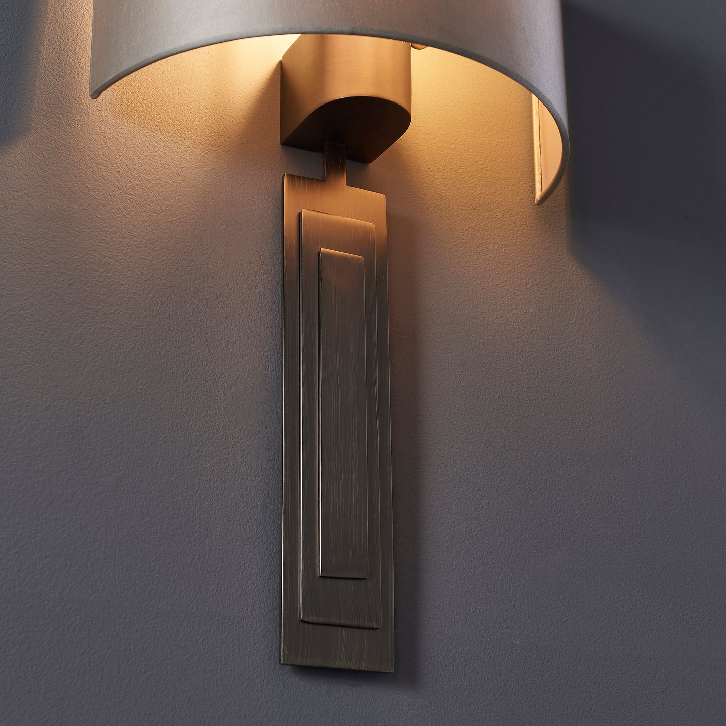 Brushed Bronze Plated Wall Light With Mink Satin Fabric - ID 11039