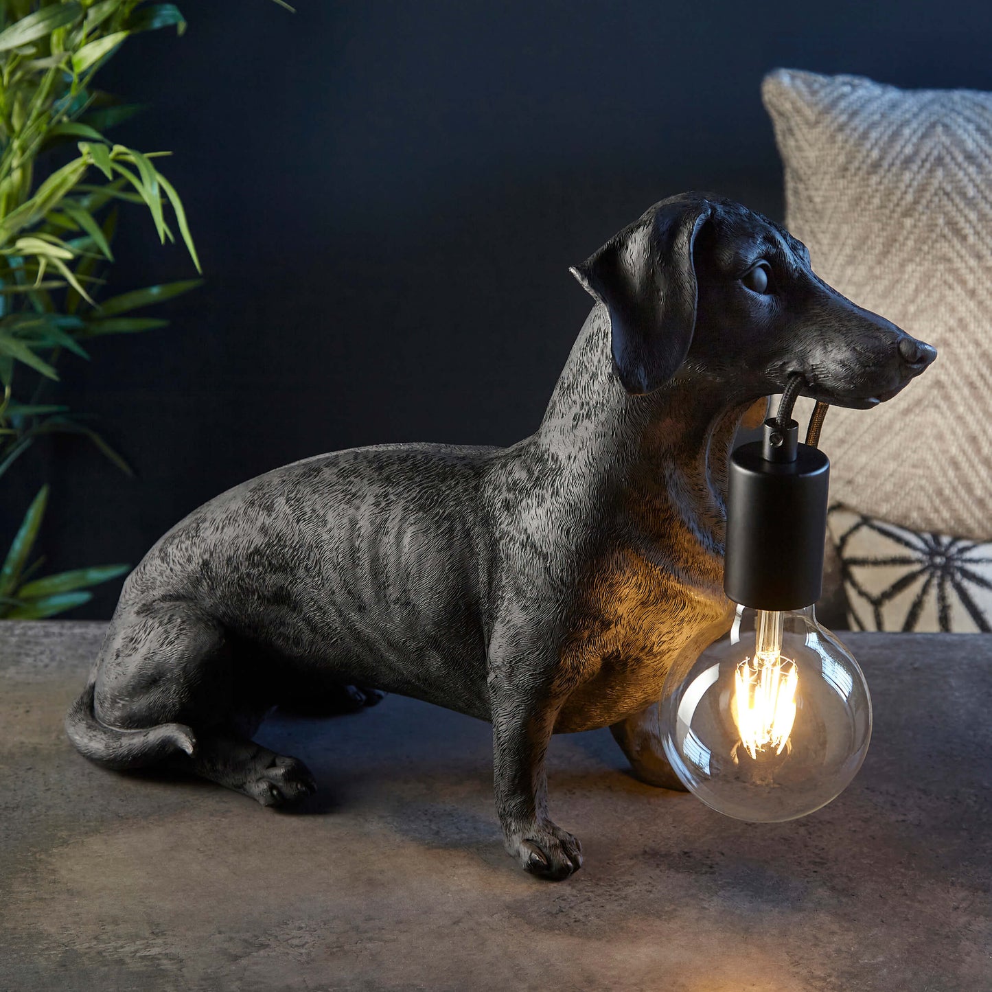 Matt Black Dachshund Table Light- ID 12554