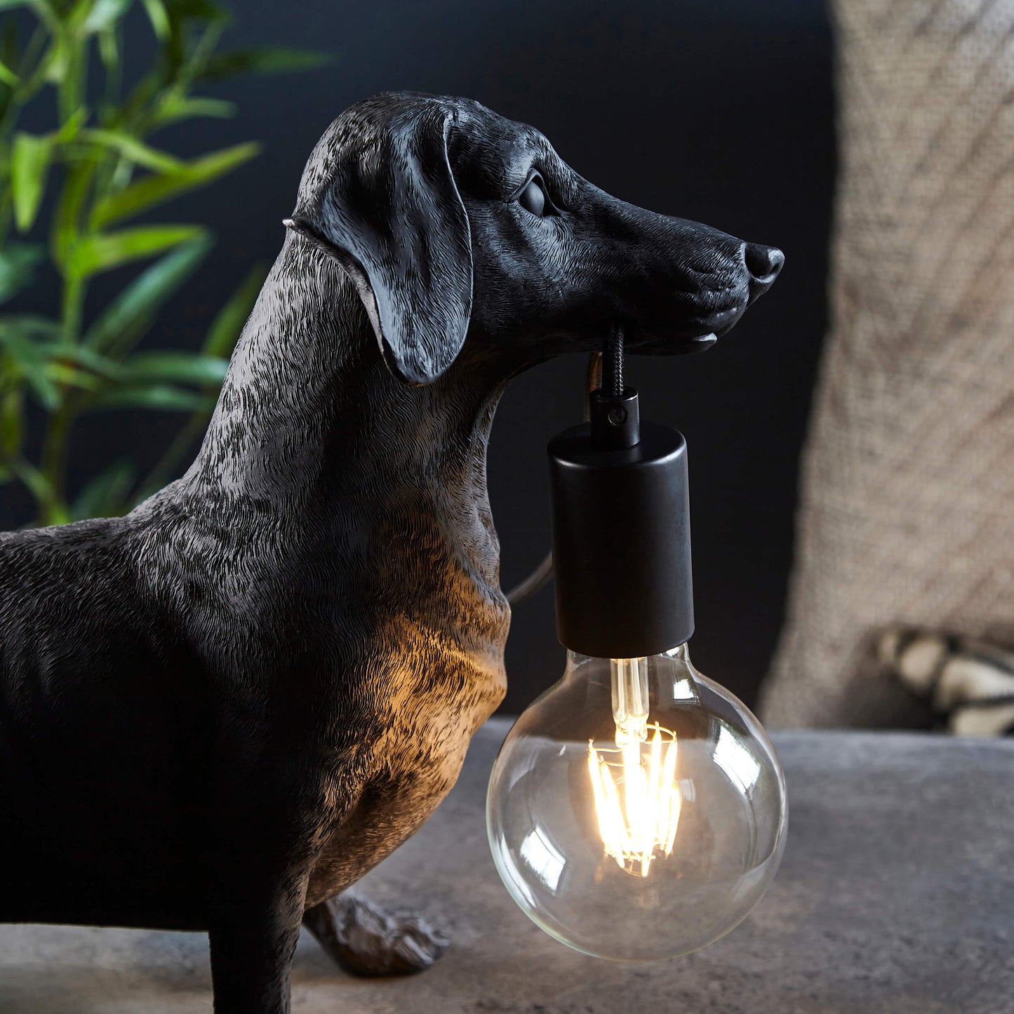 Matt Black Dachshund Table Light- ID 12554