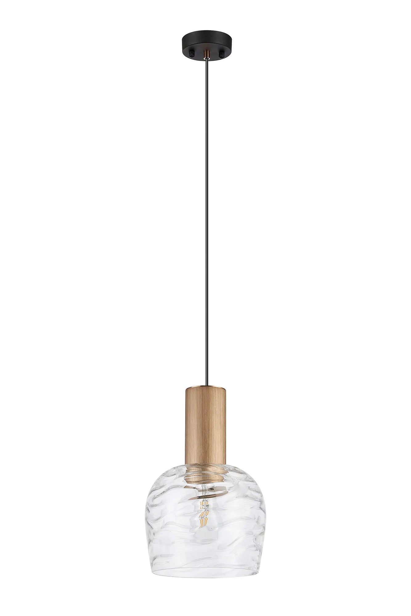 Gold & Clear Wavy Wine Glass Pendant - ID 12491-V2
