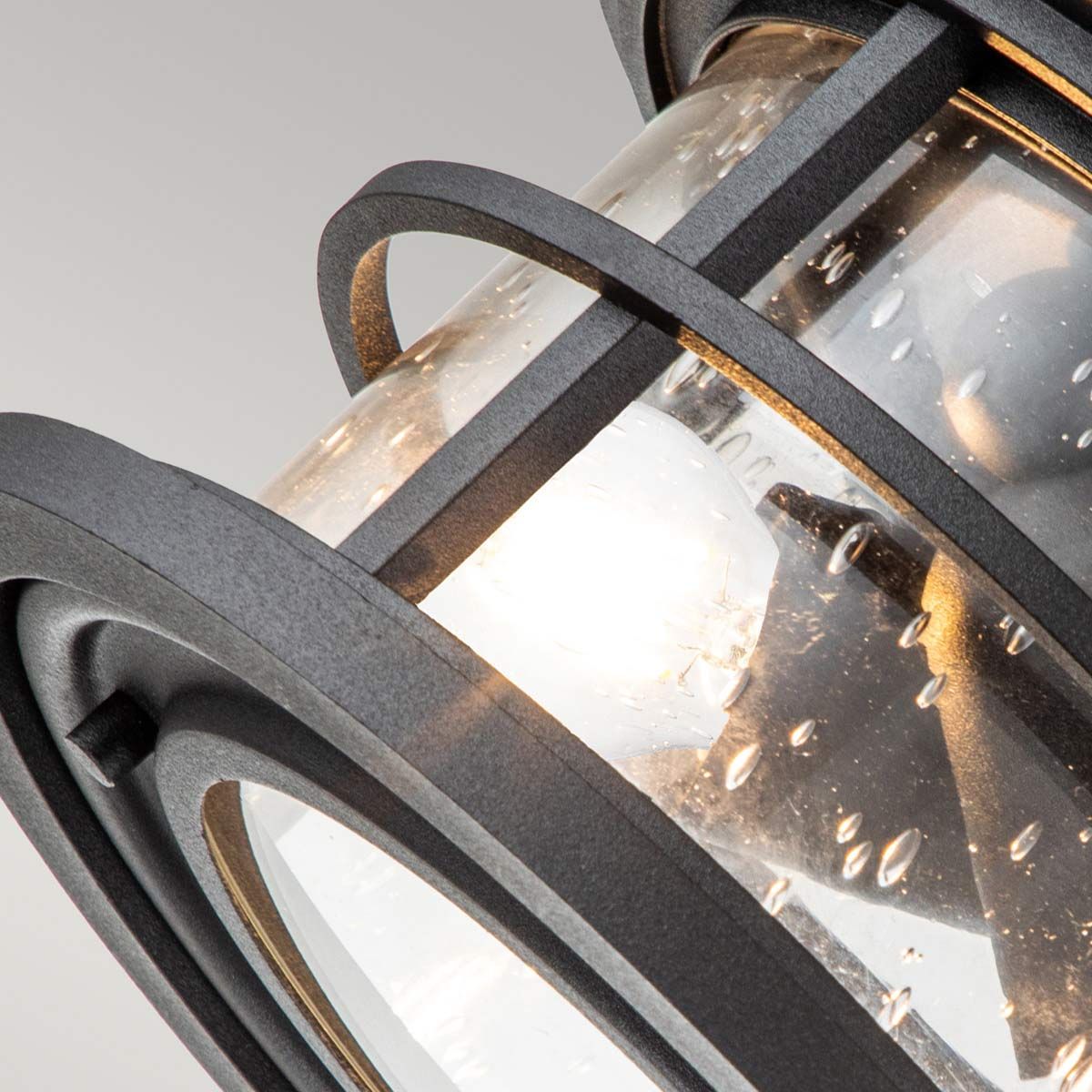 Hornchurch Textured Black Outdoor Flush Ceiling Light - ID 13683
