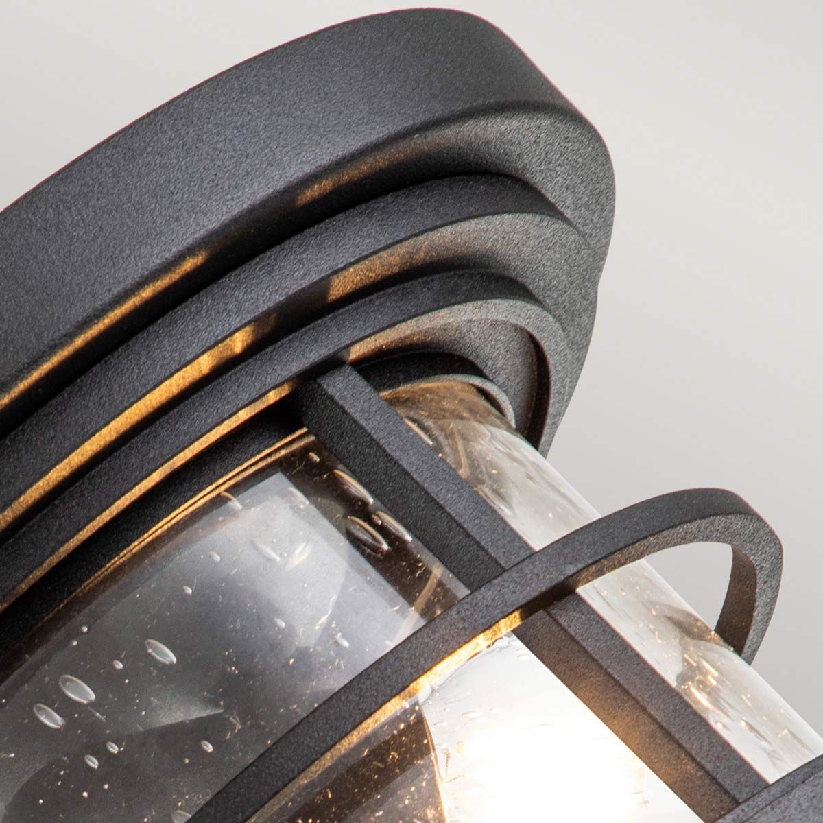 Hornchurch Textured Black Outdoor Flush Ceiling Light - ID 13683