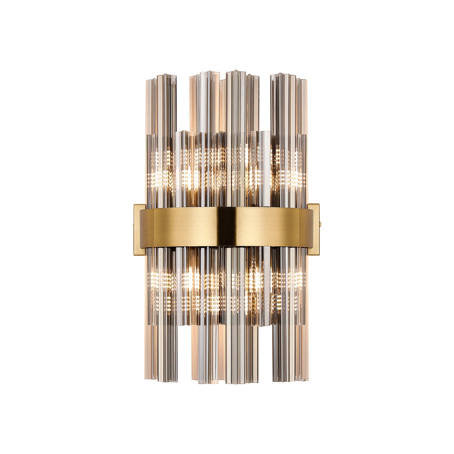 6 Light Wall Light in Brass with Smoke Glass - 14288