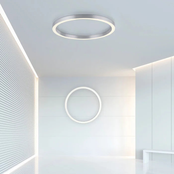LIN Remote Controlled 70cm Ring Wall/Ceiling Light in Brushed Aluminium - ID 13881