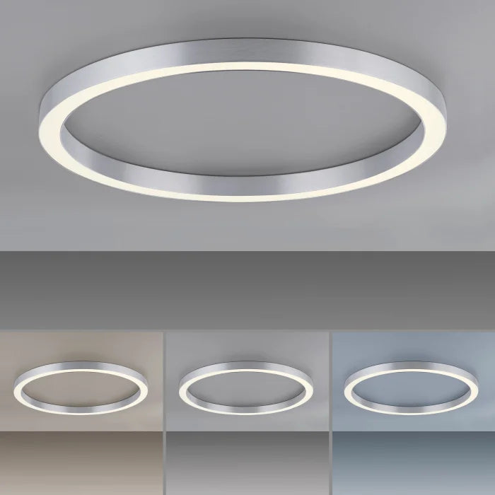 LIN Remote Controlled 70cm Ring Wall/Ceiling Light in Brushed Aluminium - ID 13881