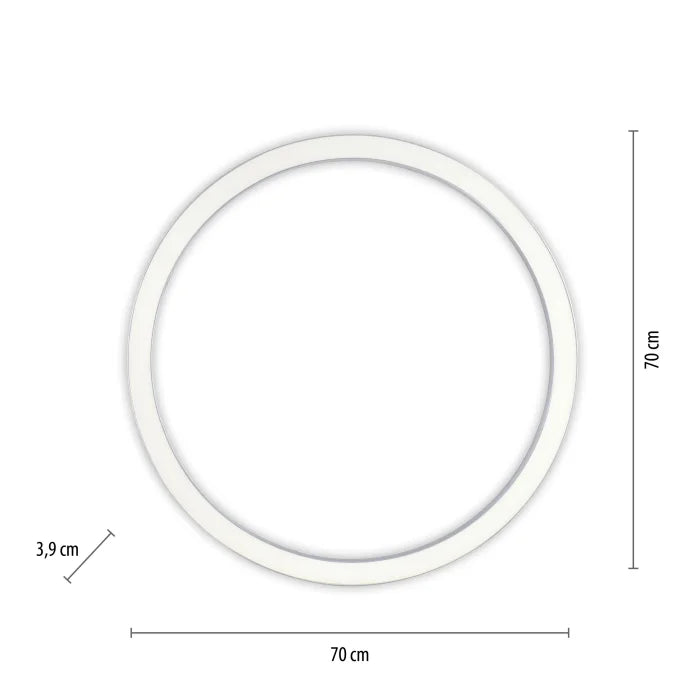 LIN Remote Controlled 70cm Ring Wall/Ceiling Light in Brushed Aluminium - ID 13881