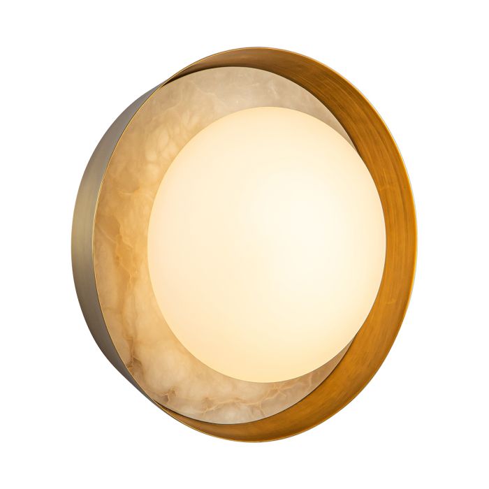 Vintage Brass & Alabaster LED Wall Light - ID 14291