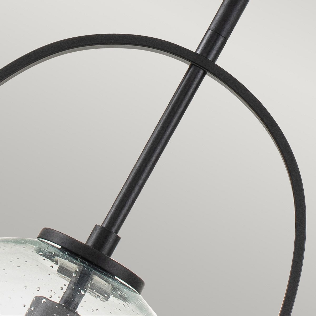 SOM 1 Light Pendant in Black with Clear Seeded Glass - ID 13659