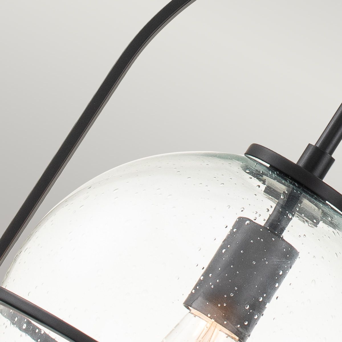 SOM 1 Light Pendant in Black with Clear Seeded Glass - ID 13659