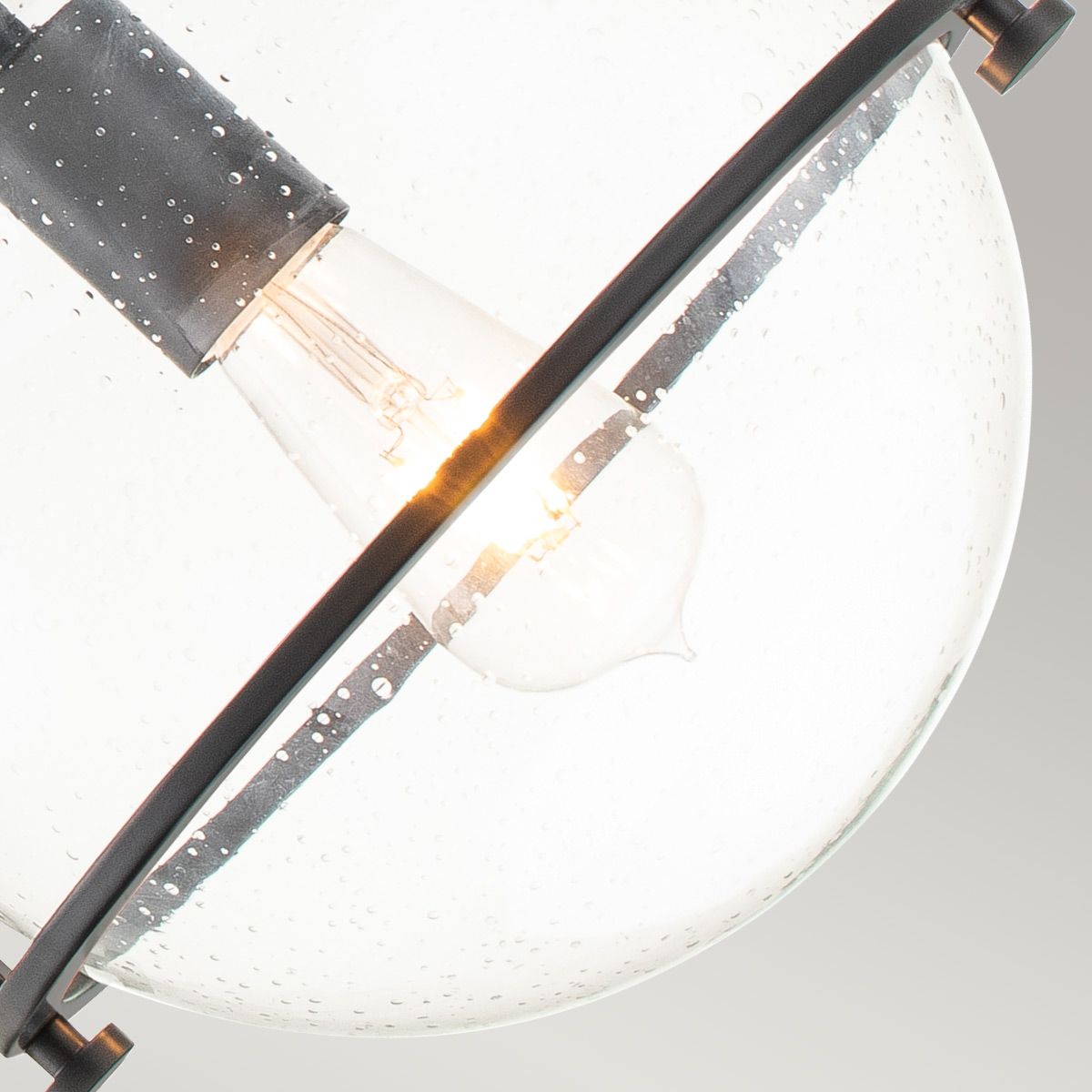 SOM 1 Light Pendant in Black with Clear Seeded Glass - ID 13659