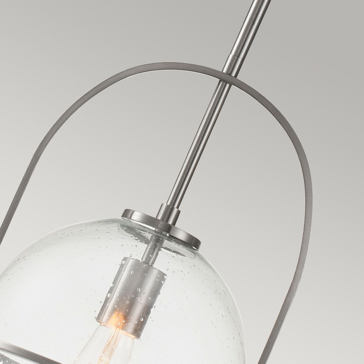 SOM 1 Light Pendant in Brushed Nickel with Clear Seeded Glass - ID 13661