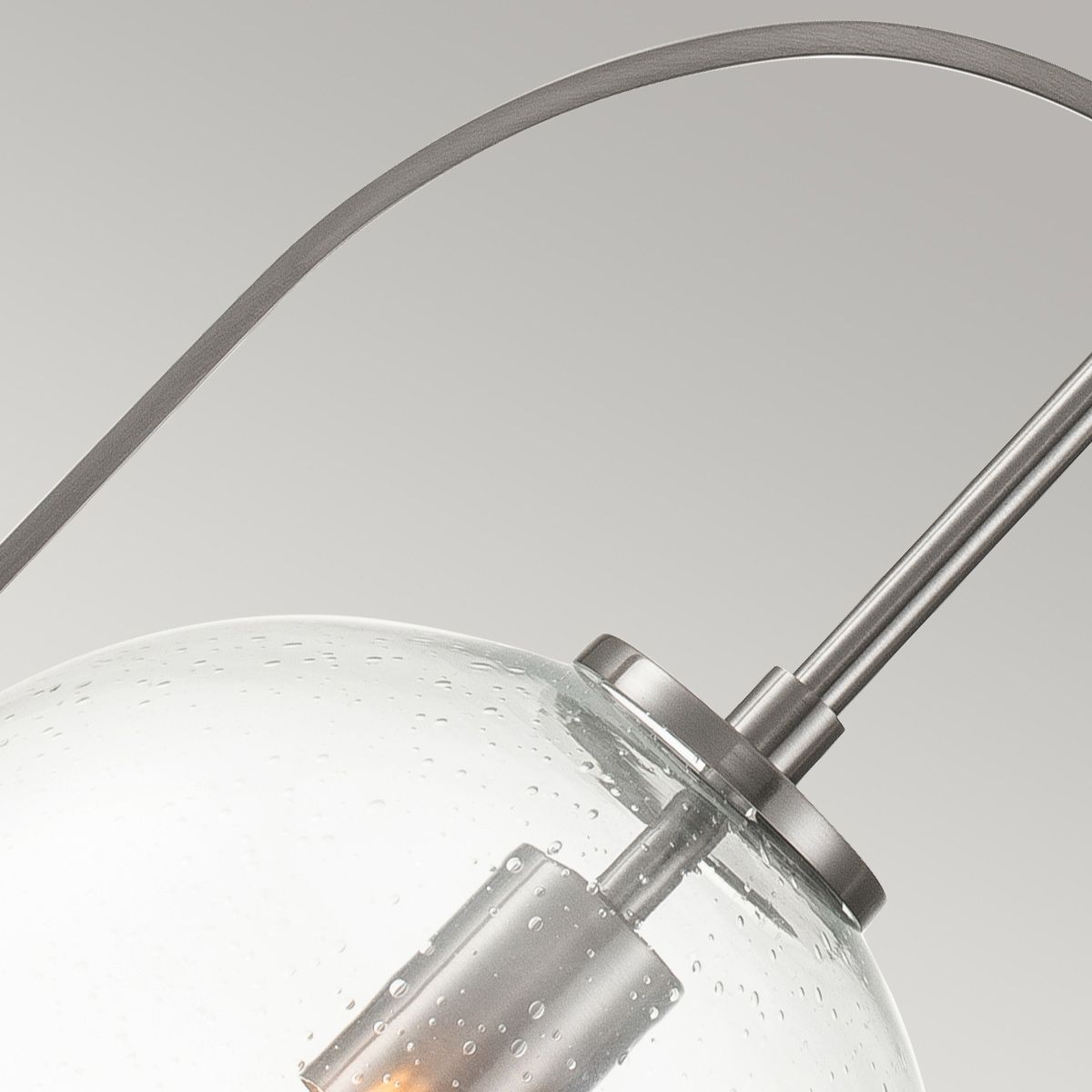 SOM 1 Light Pendant in Brushed Nickel with Clear Seeded Glass - ID 13661