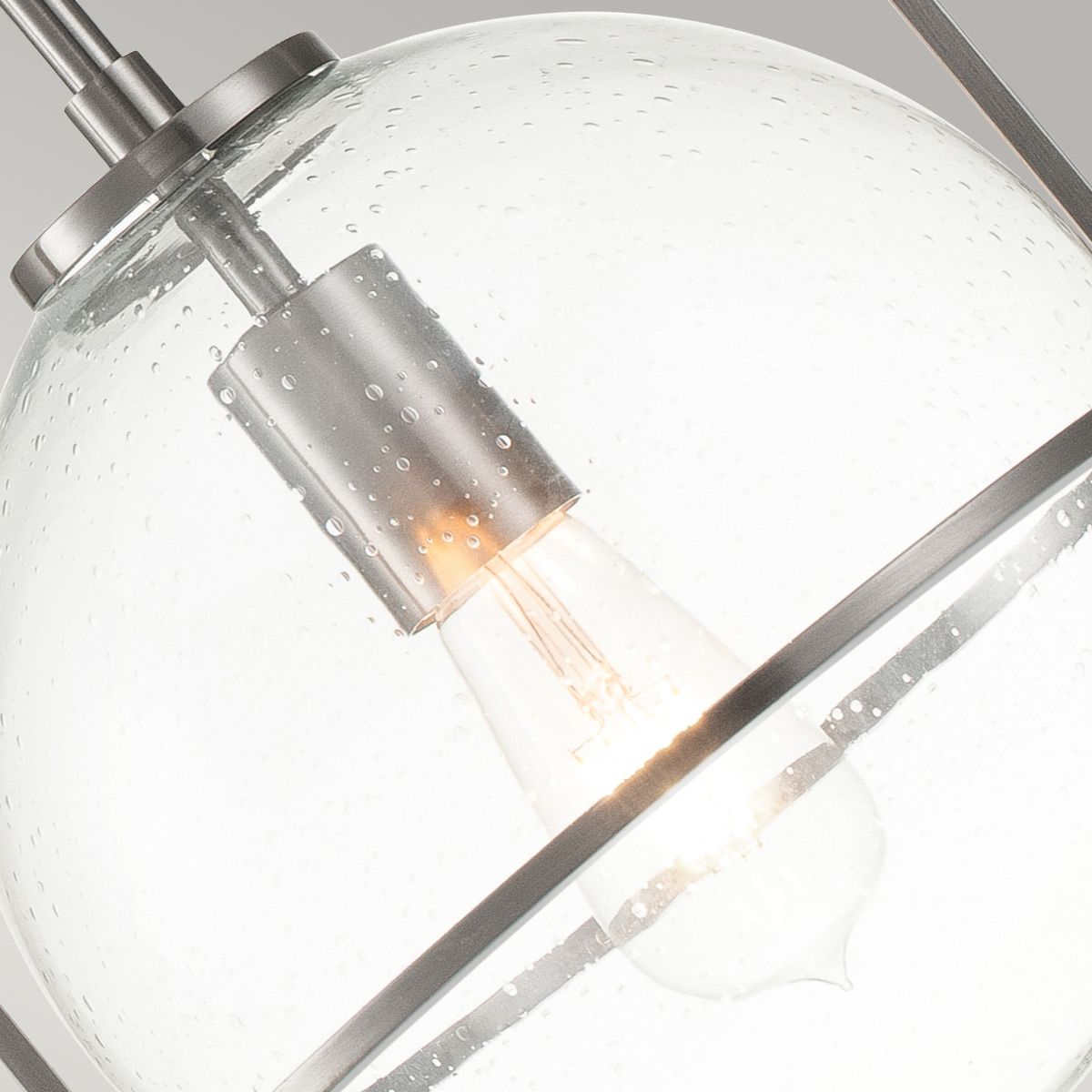 SOM 1 Light Pendant in Brushed Nickel with Clear Seeded Glass - ID 13661