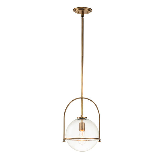 SOM 1 Light Pendant in Brass with Clear Seeded Glass - ID 13658