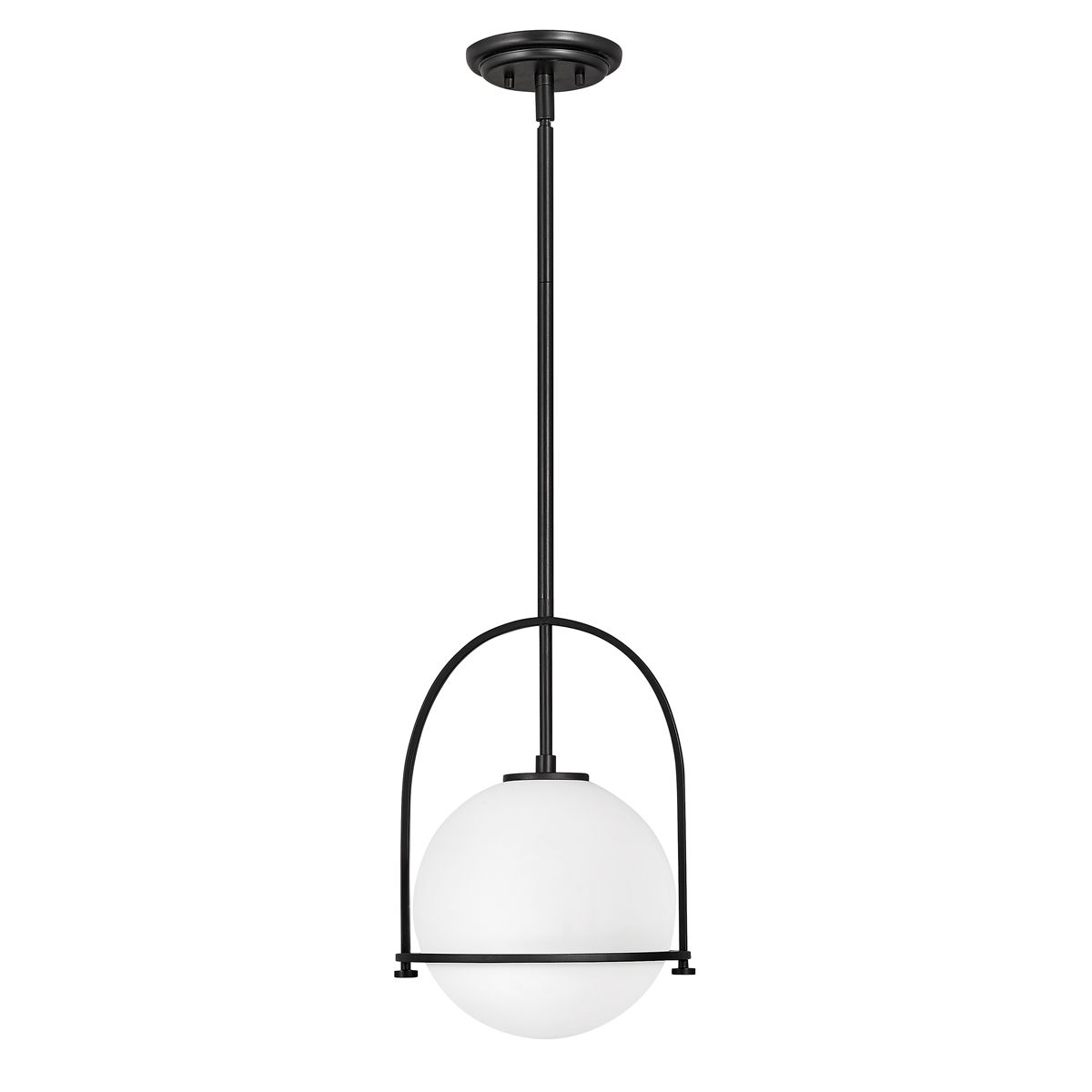 SOM 1 Light Pendant in Black with Opal Glass - ID 13660