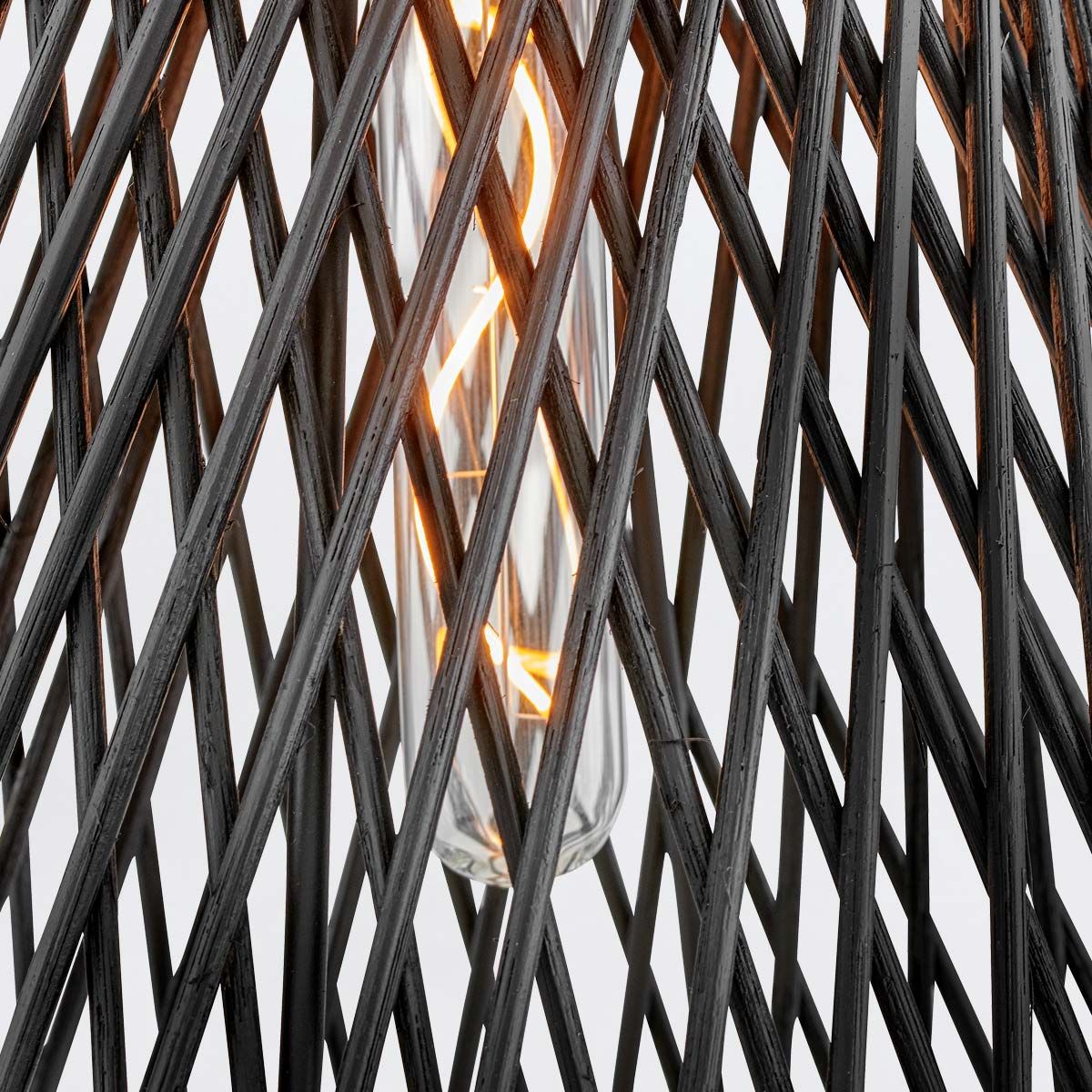 TWY Natural Rattan Reed Handwoven Single Pendant in Black - ID 14004