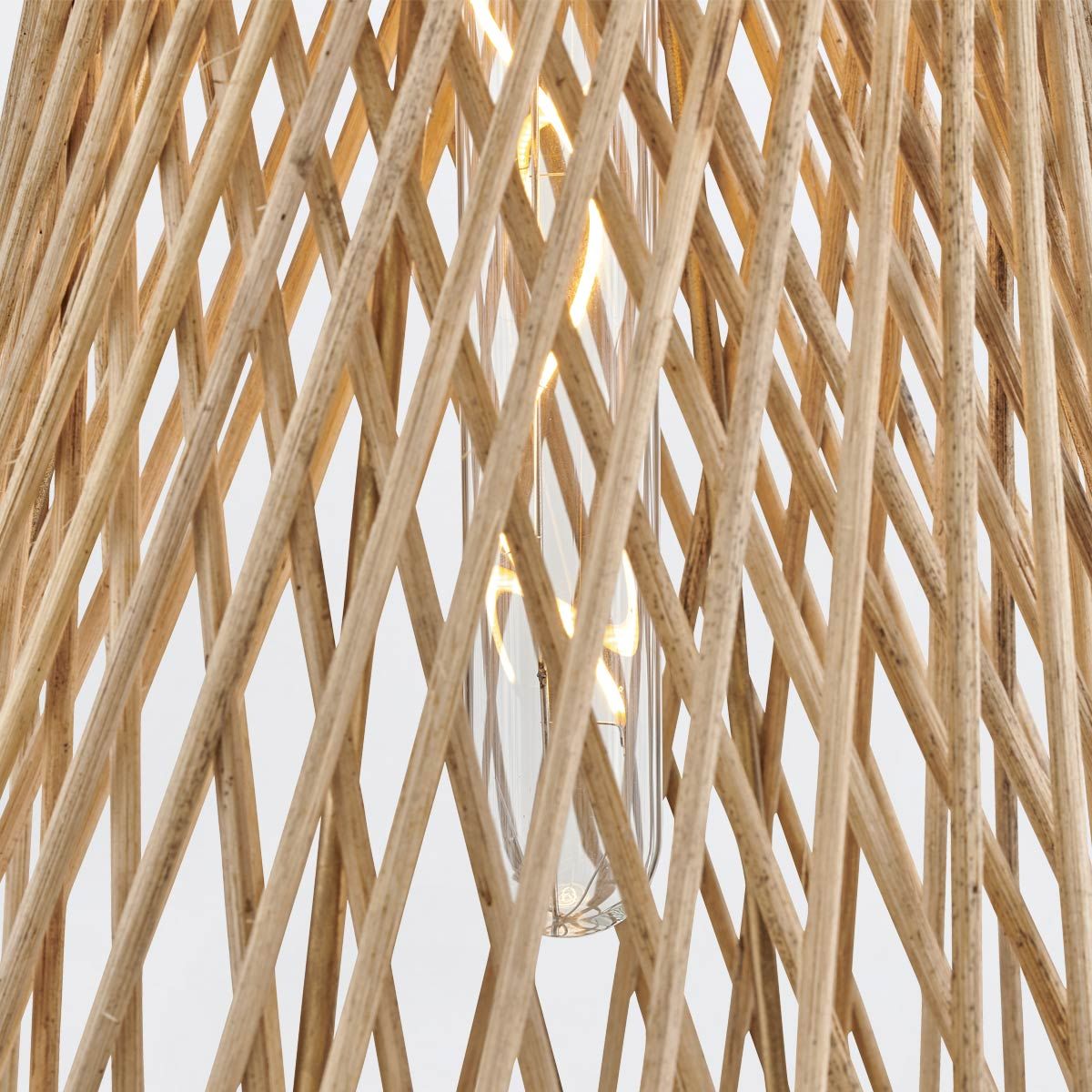 TWY Natural Rattan Reed Handwoven Single Pendant in Burnished Gold - ID 14005