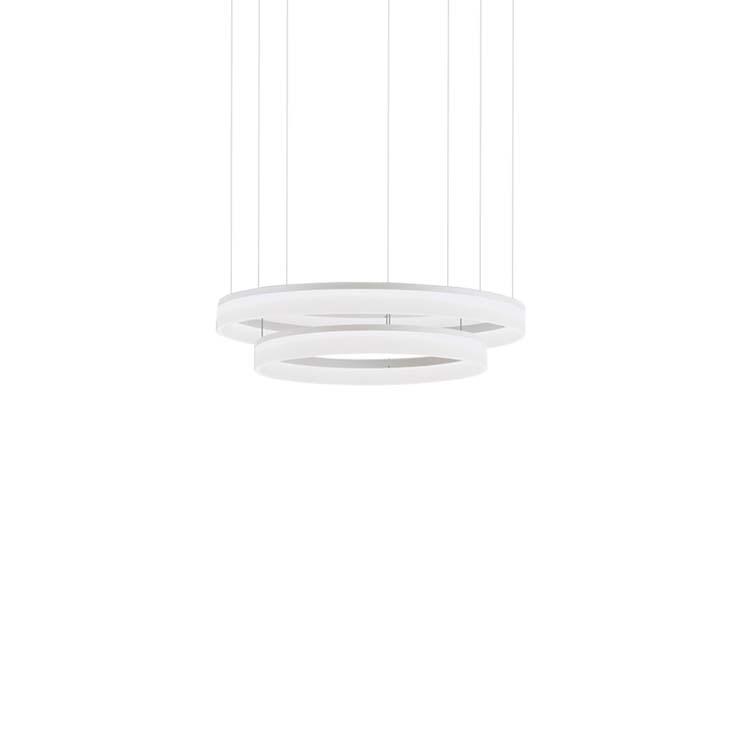 Gidea White 2 Ringed Large Suspension Pendant - ID 8098