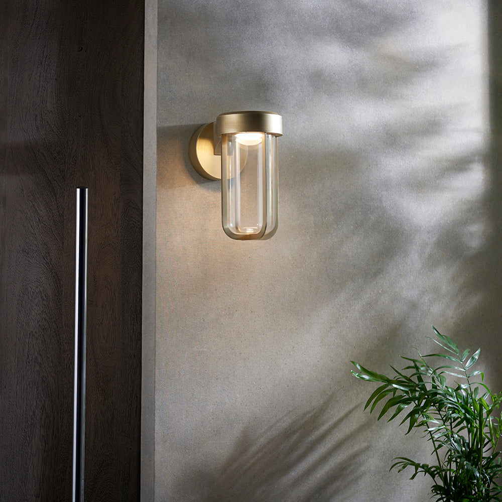 Die Cast IP44 LED Wall Light In Brushed Gold With Clear Glass - ID 11072 - LOW STOCK, PLEASE CALL