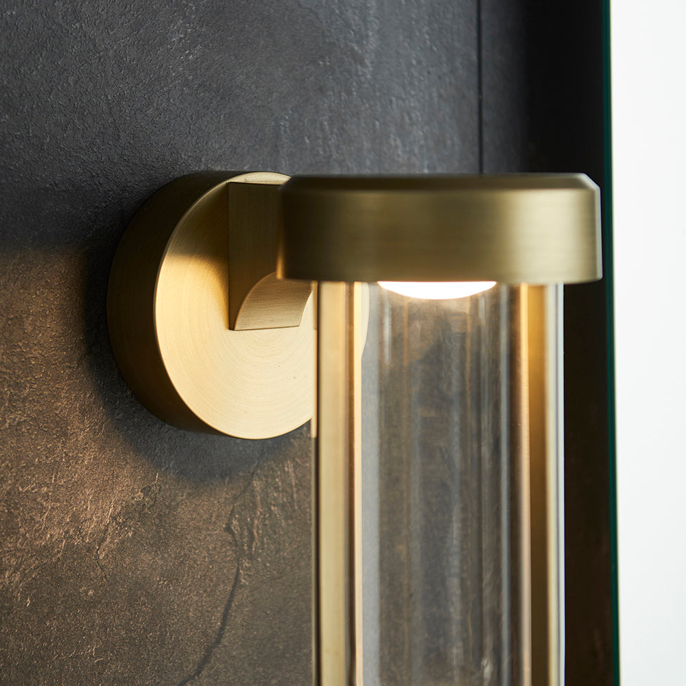 Die Cast IP44 LED Wall Light In Brushed Gold With Clear Glass - ID 11072 - LOW STOCK, PLEASE CALL