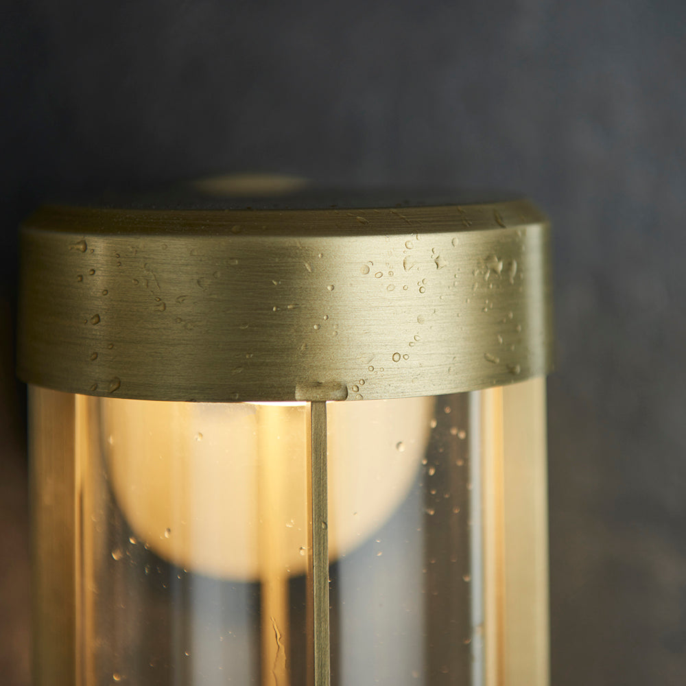 Die Cast IP44 LED Wall Light In Brushed Gold With Clear Glass - ID 11072 - LOW STOCK, PLEASE CALL