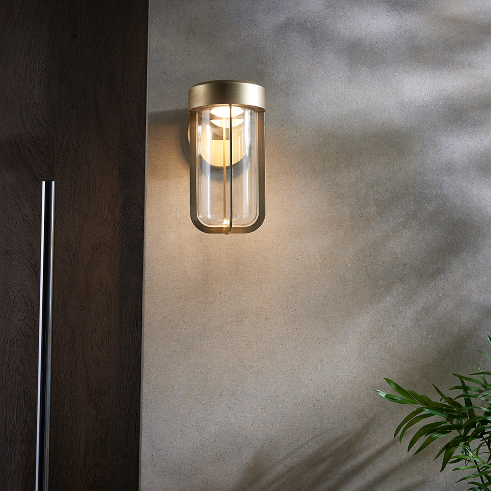 Die Cast IP44 LED Wall Light In Brushed Gold With Clear Glass - ID 11072 - LOW STOCK, PLEASE CALL