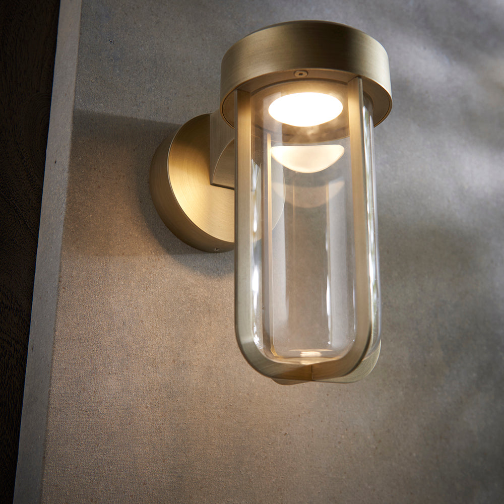 Die Cast IP44 LED Wall Light In Brushed Gold With Clear Glass - ID 11072 - LOW STOCK, PLEASE CALL
