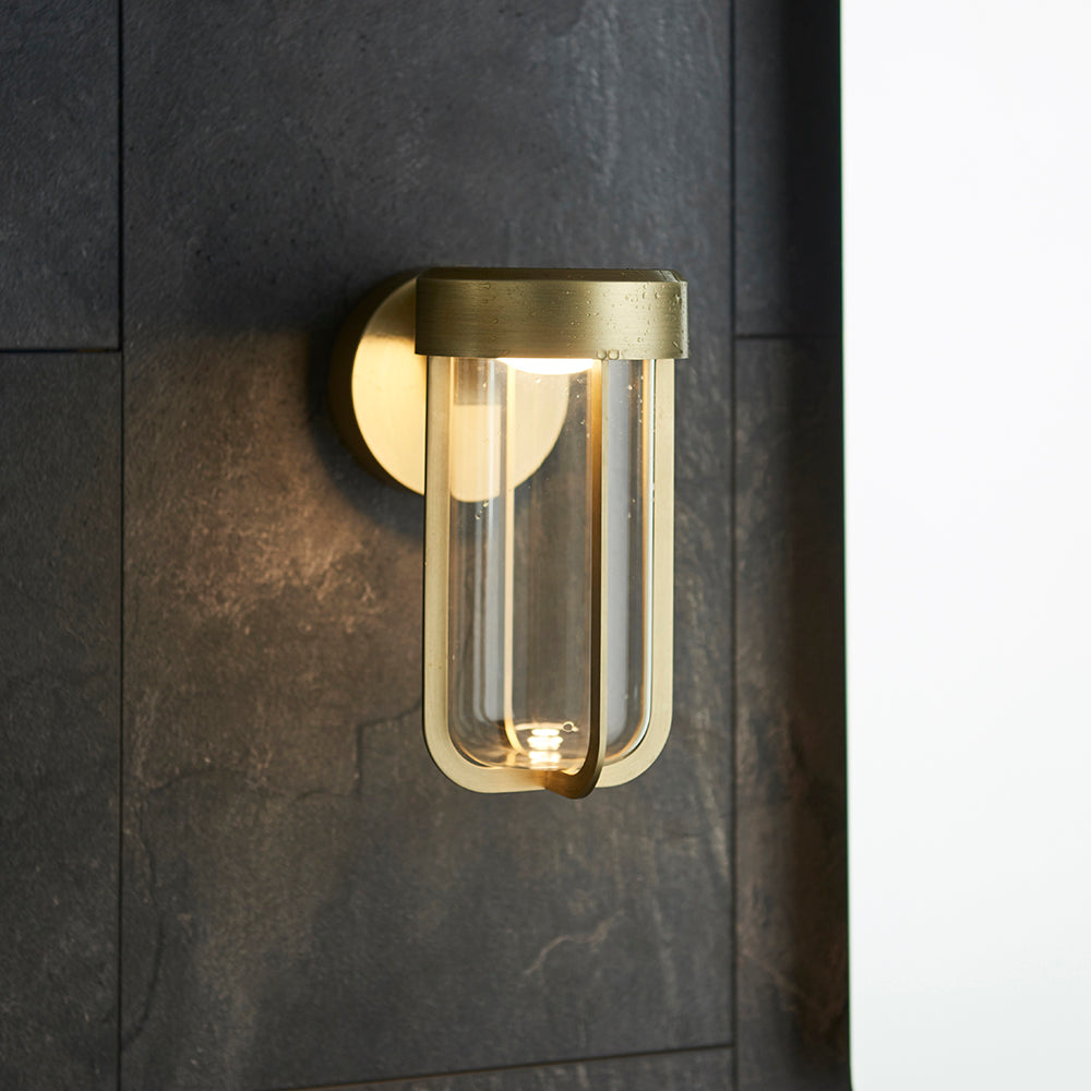 Die Cast IP44 LED Wall Light In Brushed Gold With Clear Glass - ID 11072 - LOW STOCK, PLEASE CALL