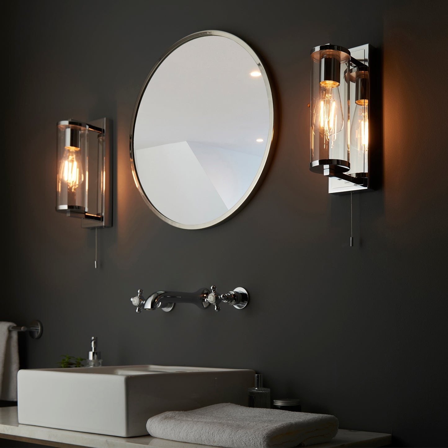Cylinder Chrome Bathroom Wall Light - ID 11670