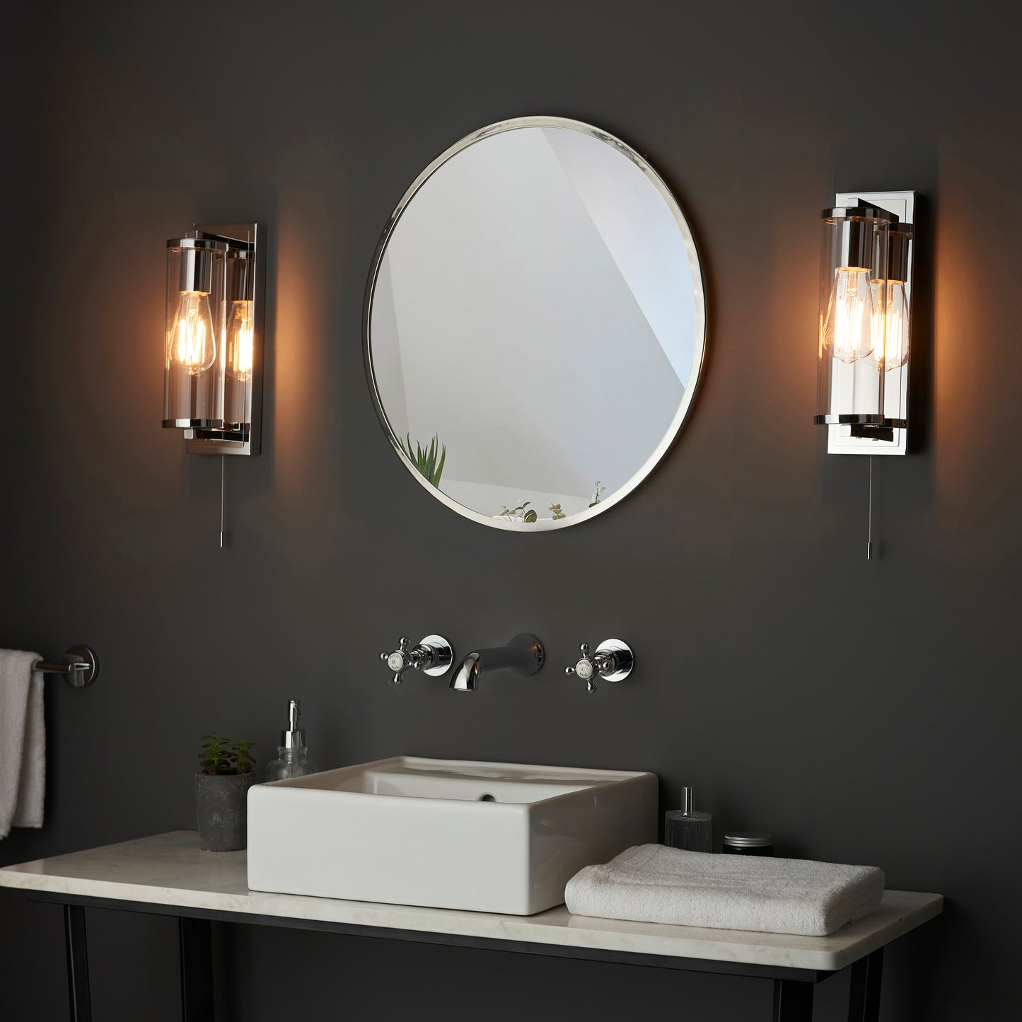 Cylinder Chrome Bathroom Wall Light - ID 11670