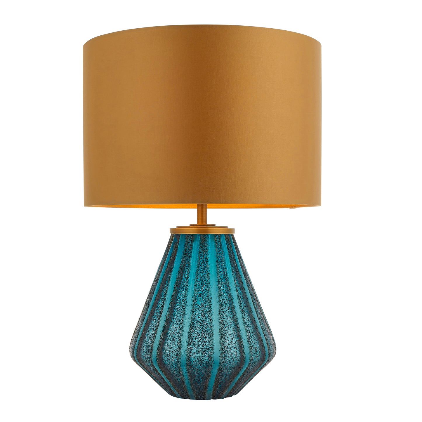 Turquoise Fluted & Textured Blown Glass Table Lamp - ID 11642