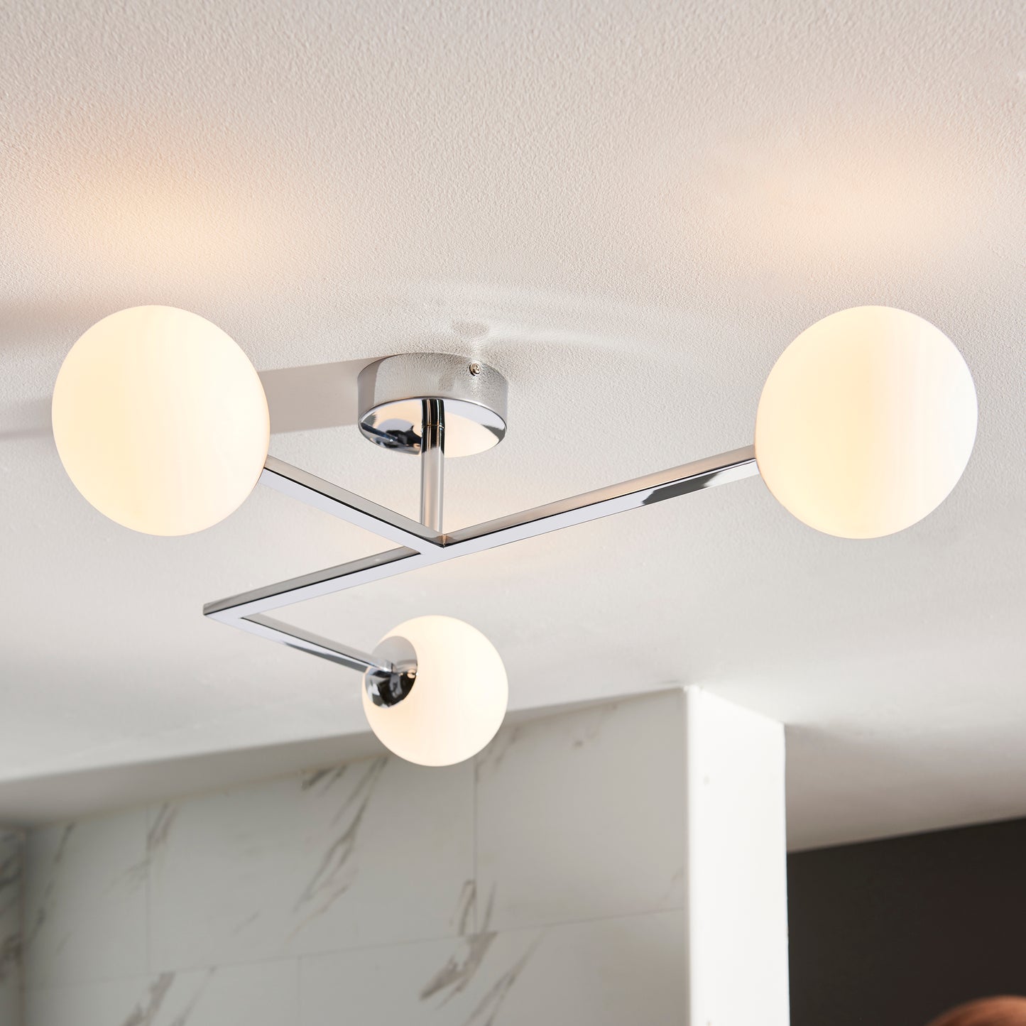 Contemporary Bathroom Chrome Angled Ceiling Light - ID 11675