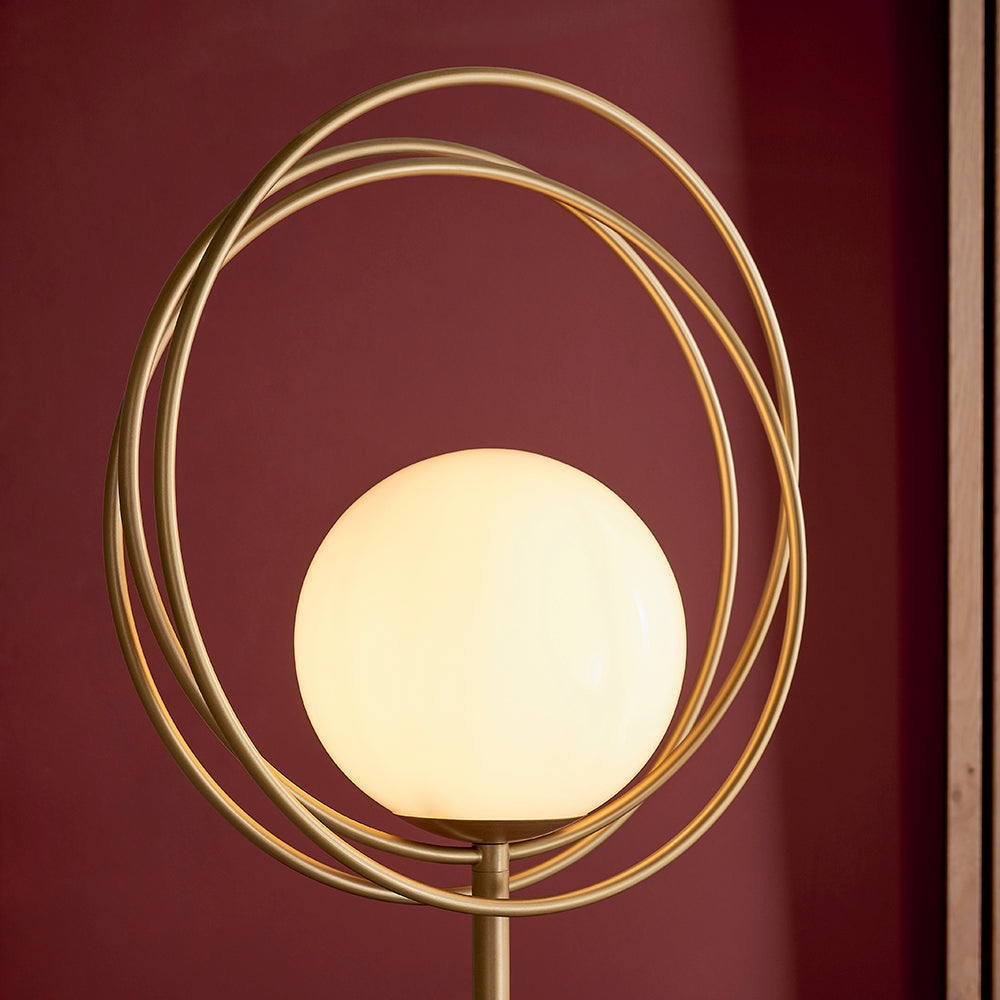 Brushed Gold & Opal Glass Floor Lamp - ID 11152