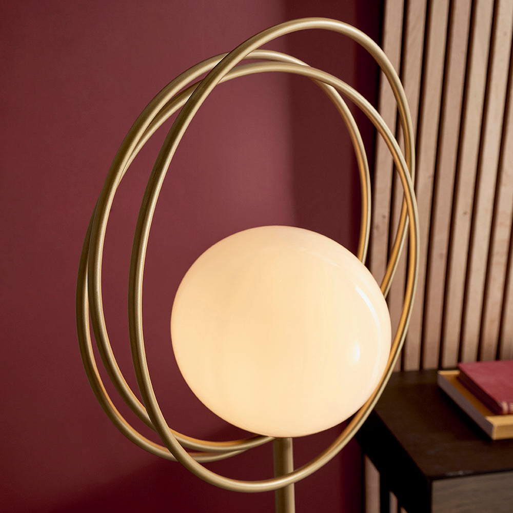 Brushed Gold & Opal Glass Floor Lamp - ID 11152