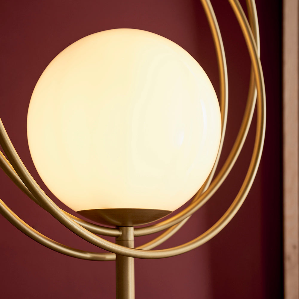 Brushed Gold & Opal Glass Floor Lamp - ID 11152