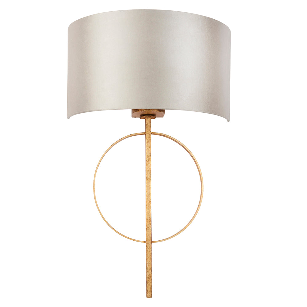 Hoop Detail Wall Light In Gold Leaf With Mink Satin Fabric - ID 11183