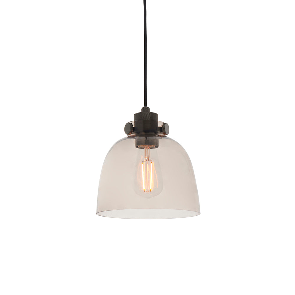 Black Chrome & Smoke Grey Tinted Glass Single Pendant - ID 11002