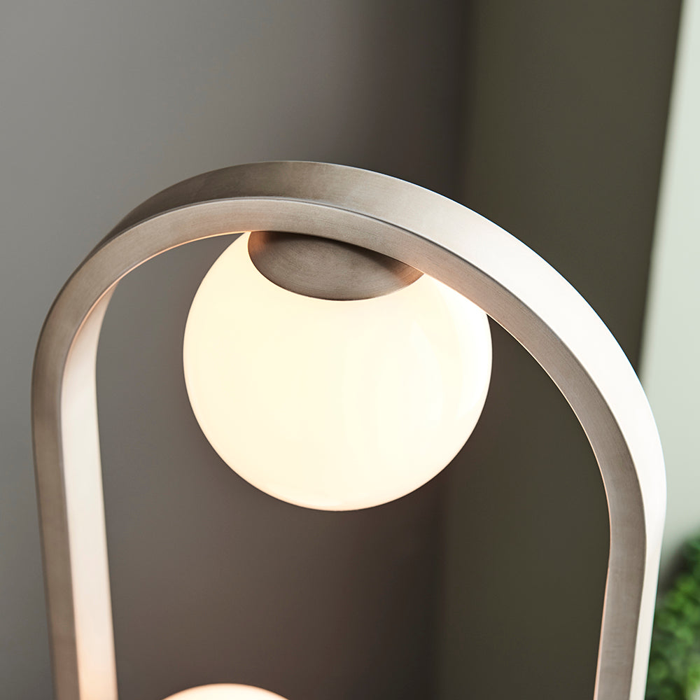 Geometric Brushed Silver & Opal Glass Floor Lamp - ID 11116